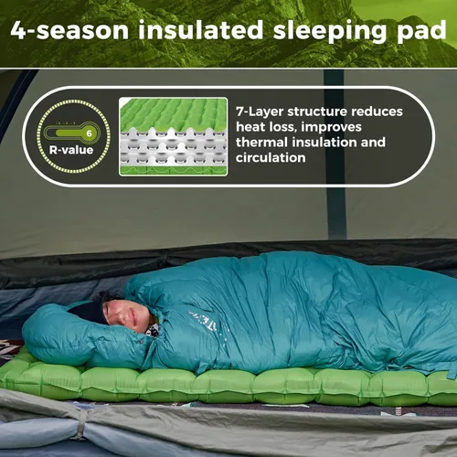 Miniatura 4 de ATEPA ThermAir - Colchoneta de dormir ultraligera para camping y mochilero, 6 colchones de aire aislados de valor R, colchoneta inflable compacta