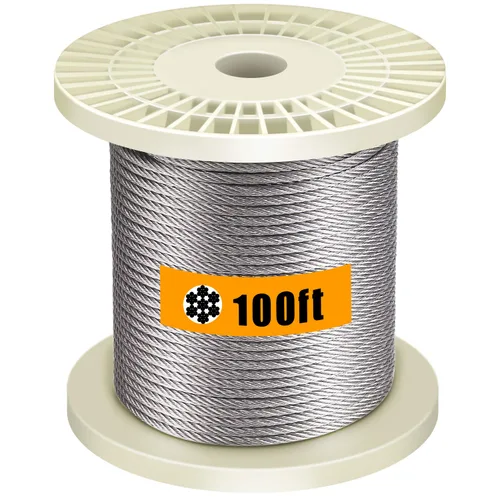 Miniatura 9 de Los kits de barandillas de cable incluyen cable de alambre de acero inoxidable 304 de 1/8 pulgadas x 33 pies, 50 fundas de aluminio para prensar