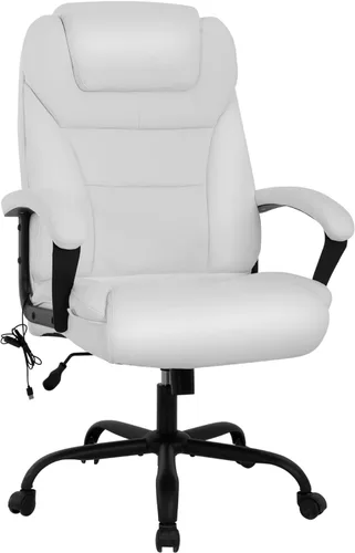 Silla de escritorio ergonómica grande y alta de 500 libras con soporte lumbar, apoyacabezas, silla de oficina de masaje, silla giratoria de piel