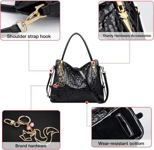 Miniatura 5 de Bolso de mano de cuero genuino para mujer, bolso de mano grande de trabajo con asa superior, bolso de hombro para mujer