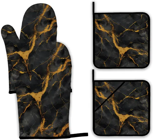 Miniatura 19 de Juego de guantes retro para horno y soportes para ollas, guantes de horno de cocina de cereza y soporte para ollas con resistente al calor, Cereza