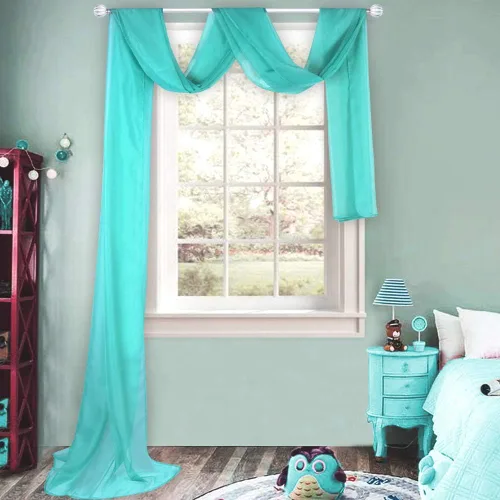 Miniatura 25 de HUTO Cenefas de cortina de gasa transparente blanca para habitación de niñas, bufandas de gasa suave para boda, fiesta, toldo, cama, 216 extra largas