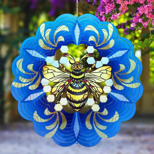 Molinillos de viento de abeja colgantes en 3D, regalos de abeja para mujeres, mamá, abuela, papá, escultura cinética de viento de resorte de metal