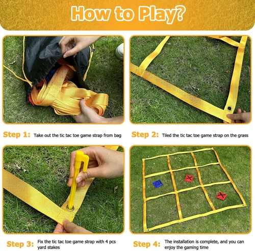 Miniatura 7 de Juego de Tic Tac Toe – 4 pies x 4 pies para patio al aire libre gigante Tic Tac Toe para patio trasero, campamento, césped, portátil, sin montaje