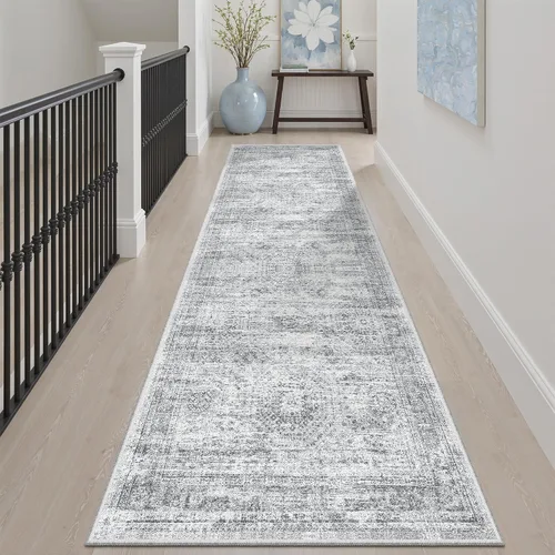 Miniatura 282 de Alfombra de pasillo Soalmost 2'6" x 10' lavable, alfombra antideslizante para cocina, baño, lavandería, alfombras vintage ultra delgadas para Beige