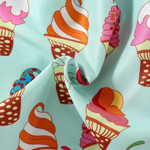 Miniatura 6 de Falda de verano para niñas pequeñas, con estampado de heladodinosaurio, sin mangas, correa sin espalda, vestido de 1 a 6 años