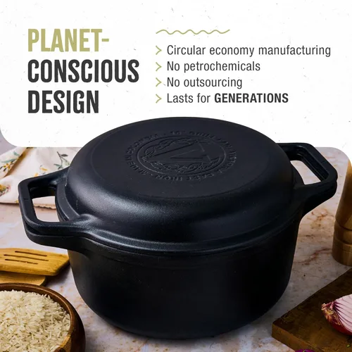 Miniatura 5 de Victoria Cocina combinada de hierro fundido de 6 cuartos de galón, horno holandés combinado y sartén, fabricado en Colombia, juego de 2 piezas