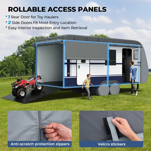 Miniatura 4 de RVMasking Funda para RV de 18' 1"-20' - Tela Oxford 600D Impermeable Resistente al Desgarro, Cubierta de Remolque de Viaje Resistente con 3 Correas