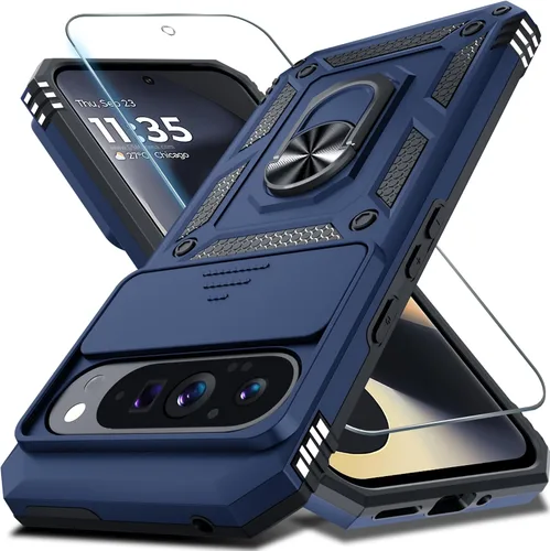 Miniatura 44 de Janmitta - Funda compatible con Google Pixel 9 Pro XL con cubierta deslizante para lente de cámara incorporada + protector de pantalla + soporte