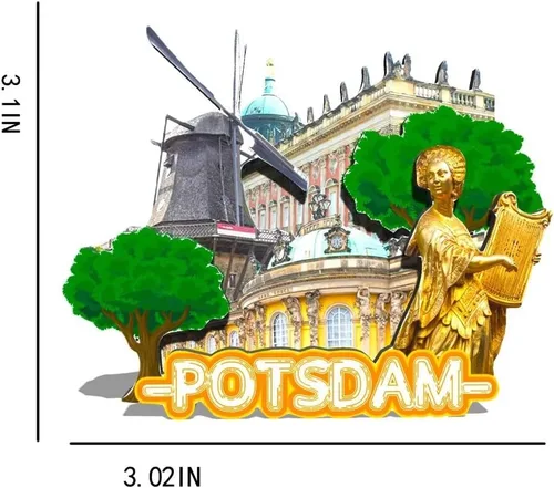 Miniatura 3 de Alemania Potsdam imán de nevera de madera 3D hitos de viaje coleccionables recuerdos decoración hecha a mano -293