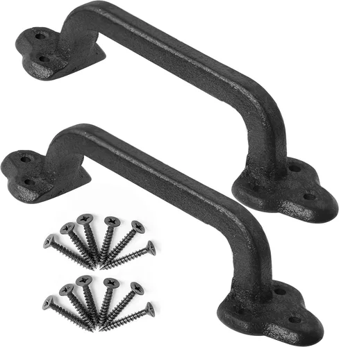WEBI Manija de puerta rústica: manija de puerta corrediza de granero de hierro fundido de 9 pulgadas, manija de metal vintage para puerta larga,
