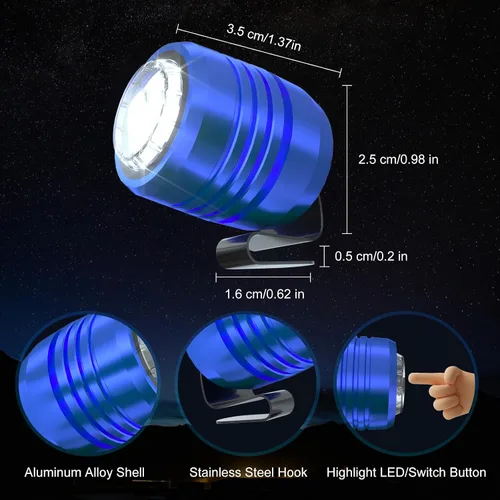 Miniatura 3 de 2 faros delanteros recargables compatibles con zuecos, luz ajustable para zapatos, linternas accesorios para niños y adultos, sandalias de clip, Azul