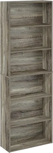 Miniatura 5 de Furinno GEHRY - Estantería para libros, 5 niveles, con estantes ajustables, 11.6 x 24.8 x 71.4 pulgadas, para oficina en casa, sala de estar, roble