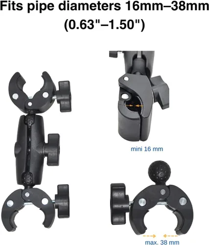Miniatura 5 de Kit de montaje de motocicleta para Insta360 One X3 X2 ONE RS- Kit de montaje de manillar de doble abrazaderas para barra de extensión 3ª persona Shot
