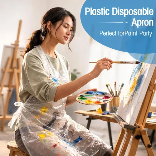 Miniatura 3 de Paquete de 500 delantales desechables individualmente para adultos, de 37 x 23 pulgadas, para pintar y cocinar, empaquetados individualmente