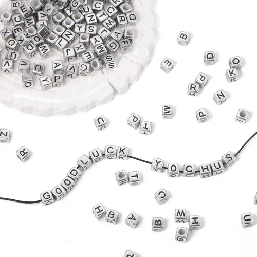 Miniatura 5 de 1000 piezas de cuentas de letras acrílicas redondas o cuadradas, número 4x7mm, cuentas de alfabeto A-Z, cuentas para pulseras de la amistad, kit