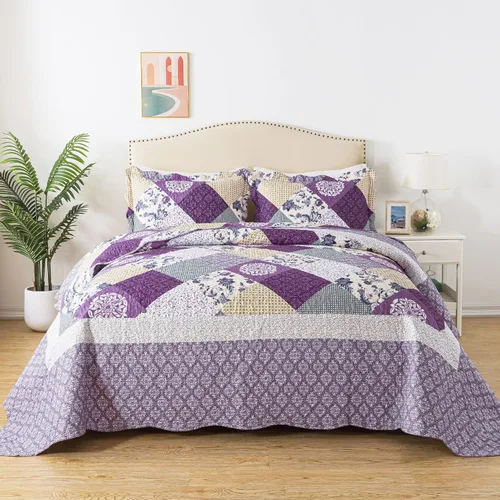 Miniatura 49 de HoneiLife Juego de colcha de tamaño King extragrande de 120 x 120 pulgadas, 3 piezas, California King extragrande, todas las estaciones, ropa