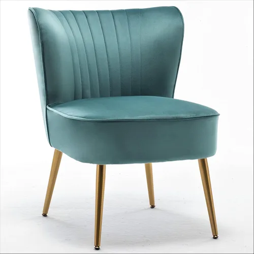 Container Furniture Direct Silla moderna de terciopelo para sala de estar, dormitorio o entrada, diseño elegante y cómodo sin brazos con patas de