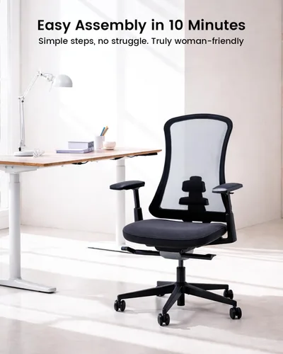 Miniatura 6 de ProtoArc Flexer Pro - Silla de oficina ergonómica de malla con soporte lumbar para mujer, asiento deslizante y reposabrazos 4D, bloqueo de Negro
