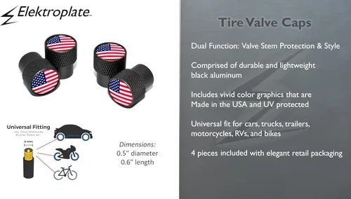 Miniatura 3 de Tapones universales de vástago de válvula de EE. UU., moleteado cromado negro Corrosion-Resistant Aluminum, Fits 8 mm Tire Valve for all Vehicles