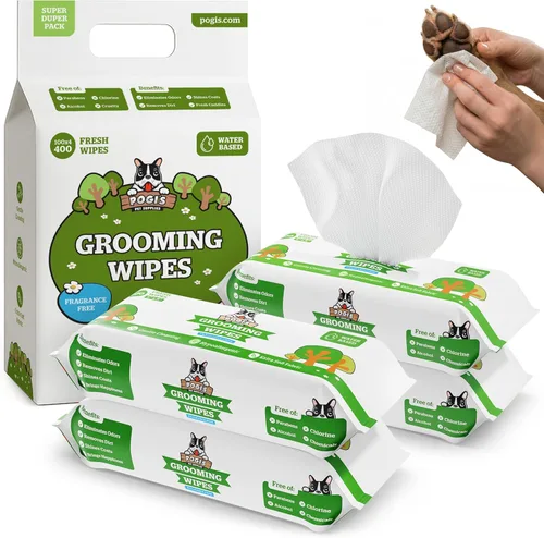 Miniatura 13 de Toallitas de aseo para perros de Pogi – Toallitas hipoalergénicas para mascotas para patas, cuerpo y trasero – Limpieza e hidratación, aroma a té