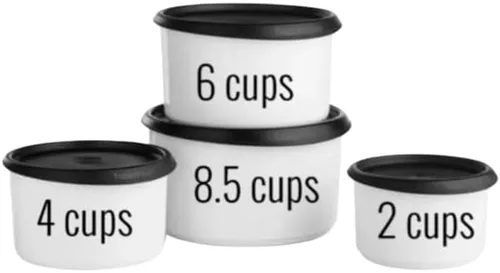 Miniatura 2 de Tupperware One Touch Topper - Juego de 4 botes apilables con sello negro