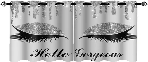 Miniatura 3 de Hello Gorgeous - Cortina de pestañas de unicornio, para oscurecer la habitación, con aislamiento térmico, con ojales, para decoración de dormitorio