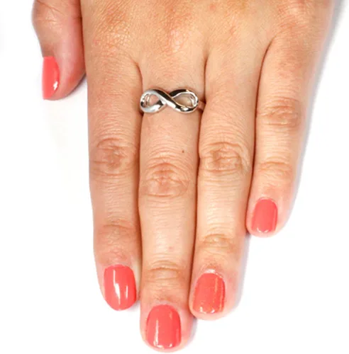 Miniatura 2 de Tioneer Sterling Silver Double Infinity Icon Engraved Infinity Ring