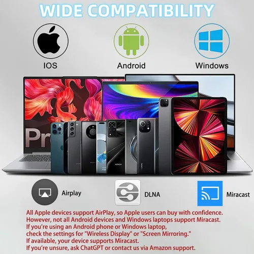 Miniatura 6 de Anycast - Adaptador inalámbrico de pantalla HD, receptor de 1080P con espejo de pantalla de transmisión compatible con iOS/Android/Windows/Mac a