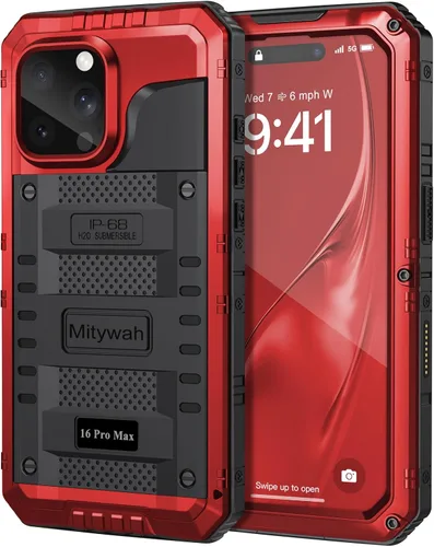 Miniatura 60 de Mitywah Funda impermeable para iPhone 7/iPhone 8 / iPhone SE 2020, funda de metal resistente de grado militar, protección de cuerpo completo