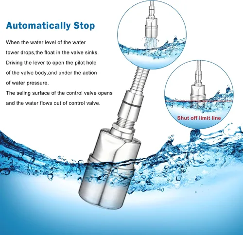 Miniatura 3 de Válvula de flotador automática de 1/2" 3/4" 1", válvula de flotador de control de nivel de agua totalmente automática de acero inoxidable 304, mini