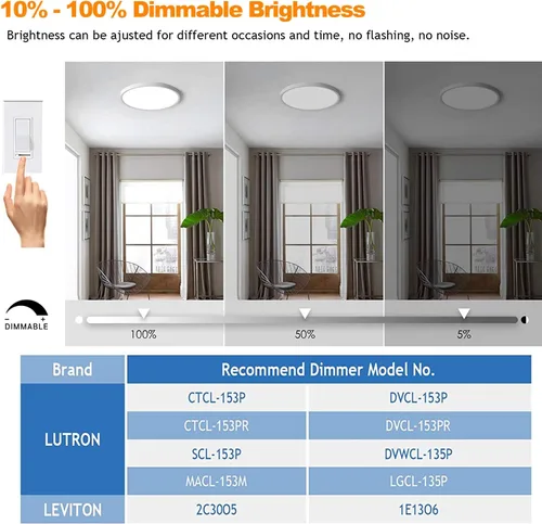 Miniatura 7 de Lámparas de techo de montaje empotrado de 7 pulgadas con certificación ETL, 12 W, 1200 lúmenes, regulable, luz de techo LED redonda ultrafina