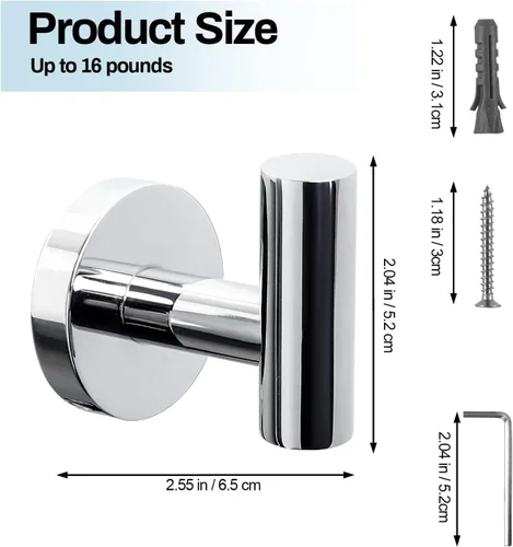 Miniatura 2 de Kruodop Ganchos para toallas de baño, 2 paquetes de soporte para toallas de pared, gancho negro mate para bata de pared, gancho de acero inoxidable