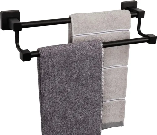Miniatura 19 de TocTen Barra Doble para Toallas de Baño - Toallero de Acero Inoxidable SUS304 Reforzado para Baño, Accesorios de Baño Barra Doble para Toallas