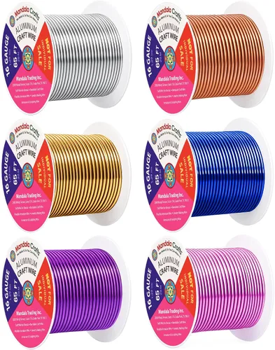 Miniatura 267 de Mandala Crafts - Alambre de aluminio anodizado de 8 calibre para hacer joyas - 9.75 m de alambre flexible negro colorido - Flexible para bonsái