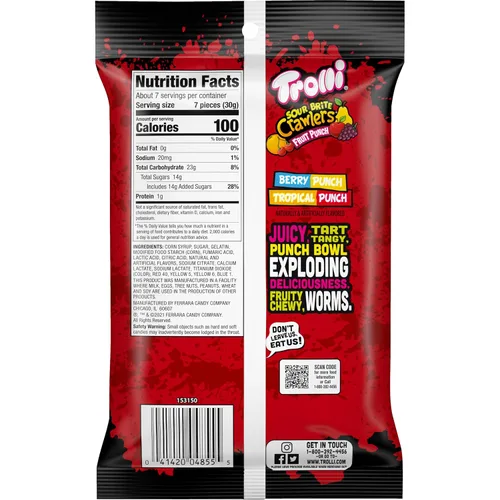 Miniatura 11 de Trolli Gusanos de gomita ácida, ponche de frutas, 7.2 onzas Sour Brite Crawlers Paquete de 2