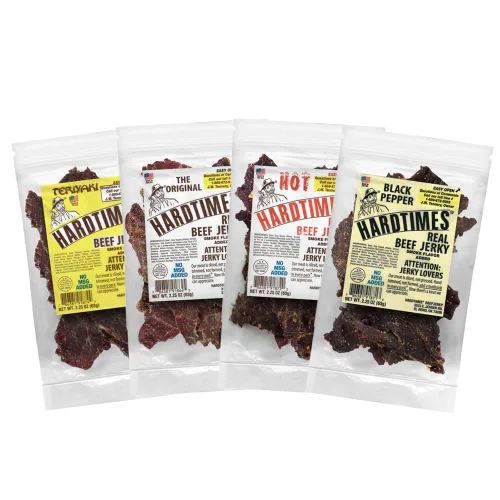 Miniatura 10 de Hardtimes Carne seca hecha a mano, sabor original, paquete de 4 bolsas de 2.25 onzas