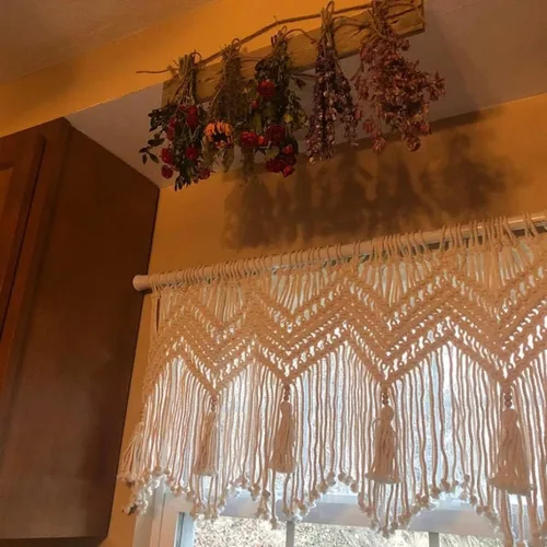 Miniatura 8 de Cortinas bohemias de macramé para ventanas, cenefa de macramé para dormitorio, sala de estar, decoración bohemia para colgar en la pared, 1 panel