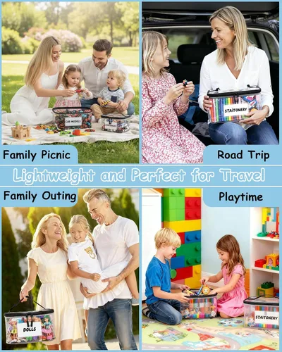 Miniatura 3 de Paquete de 6 bolsas de almacenamiento transparentes extra grandes con etiqueta y bolsillo, bolsas organizadoras versátiles impermeables para libros
