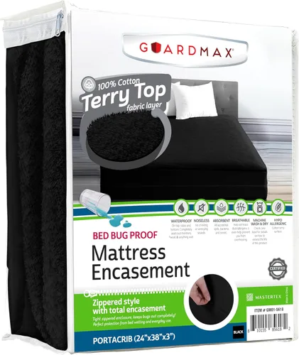 Miniatura 16 de Guardmax Funda de colchón Queen con cremallera, protector de colchón 100% impermeable, suave y absorbente de algodón de rizo superior para niños, 1