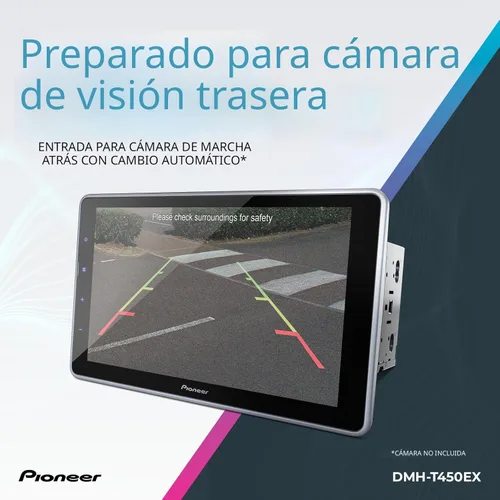 Miniatura 5 de Pioneer DMH-T450EX - Pantalla táctil capacitiva de 9" con pantalla flotante – Alexa, Bluetooth, cámara de respaldo, FLAC, chasis corto, USB, radio