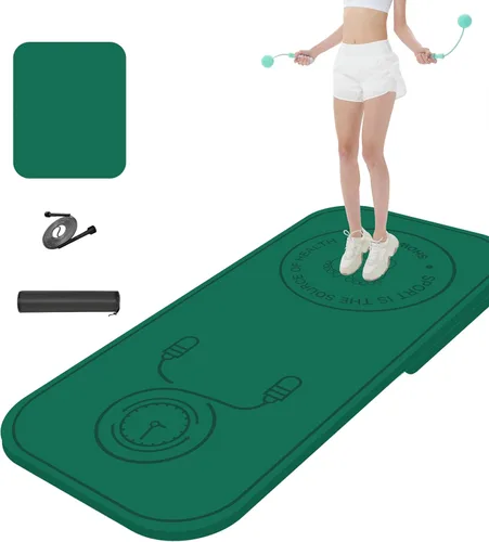 Miniatura 2 de Tapete de ejercicio deportivo a prueba de golpes, extra grueso, de alta densidad, antidesgarros, antideslizante, para interiores y exteriores Verde