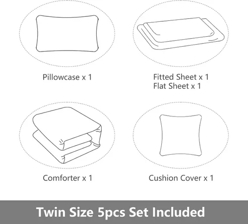 Miniatura 5 de ROWADALO Juego de ropa de cama en una bolsa de 5 piezas para niños y adultos, juego de edredón para jugadores, juego de cama individual con edredón