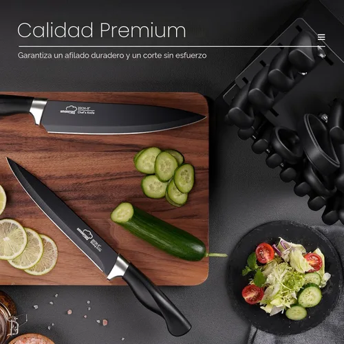 Miniatura 8 de Juego de Cuchillos, Amorston 21 Piezas Juego de Cuchillos de Cocina con Bloque y Afilador, Juego de Cuchillos Ultra Afilados con Mangos Ergonómicos