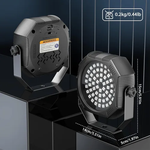 Miniatura 6 de Luz estroboscópica recargable, 60 LED RGB, mini luz intermitente, 30 W con batería estroboscópica con control remoto y modo de control activado por