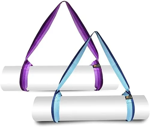 Yoga Mat Carrier Strap | Adjustable Mat Holder Sling for Carrying Mats | Thick & Comfy Texture | Yoga Mat Strap Azul y púrpura
