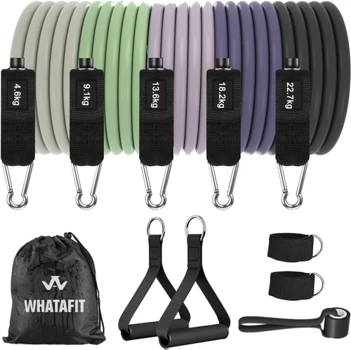 WHATAFIT Bandas de resistencia, bandas de ejercicio, bandas de resistencia para entrenamiento, bandas de entrenamiento con asas para hombres y