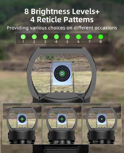 Miniatura 3 de EZshoot Rechargeable Red/Green Dot Reflex Sight, Red Dot Optic Scope, Multiple Reticle Paintball Sight with 20mm Picatinny Rail Mount, Absolute
