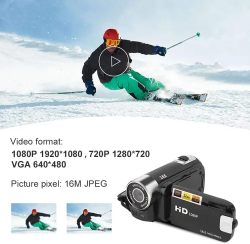 Miniatura 4 de Videocámara, cámara de video Full HD 1080P con cámara digital de 16 MP, pantalla LCD giratoria de 2.7 pulgadas, zoom digital 16X, videocámara