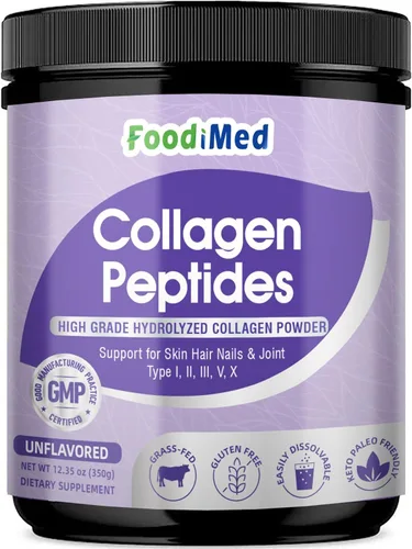 Péptidos de colágeno en polvo, colágeno hidrolizado con vitamina C, ácido hialurónico y biotina, soporte para piel, cabello, uñas, articulaciones y